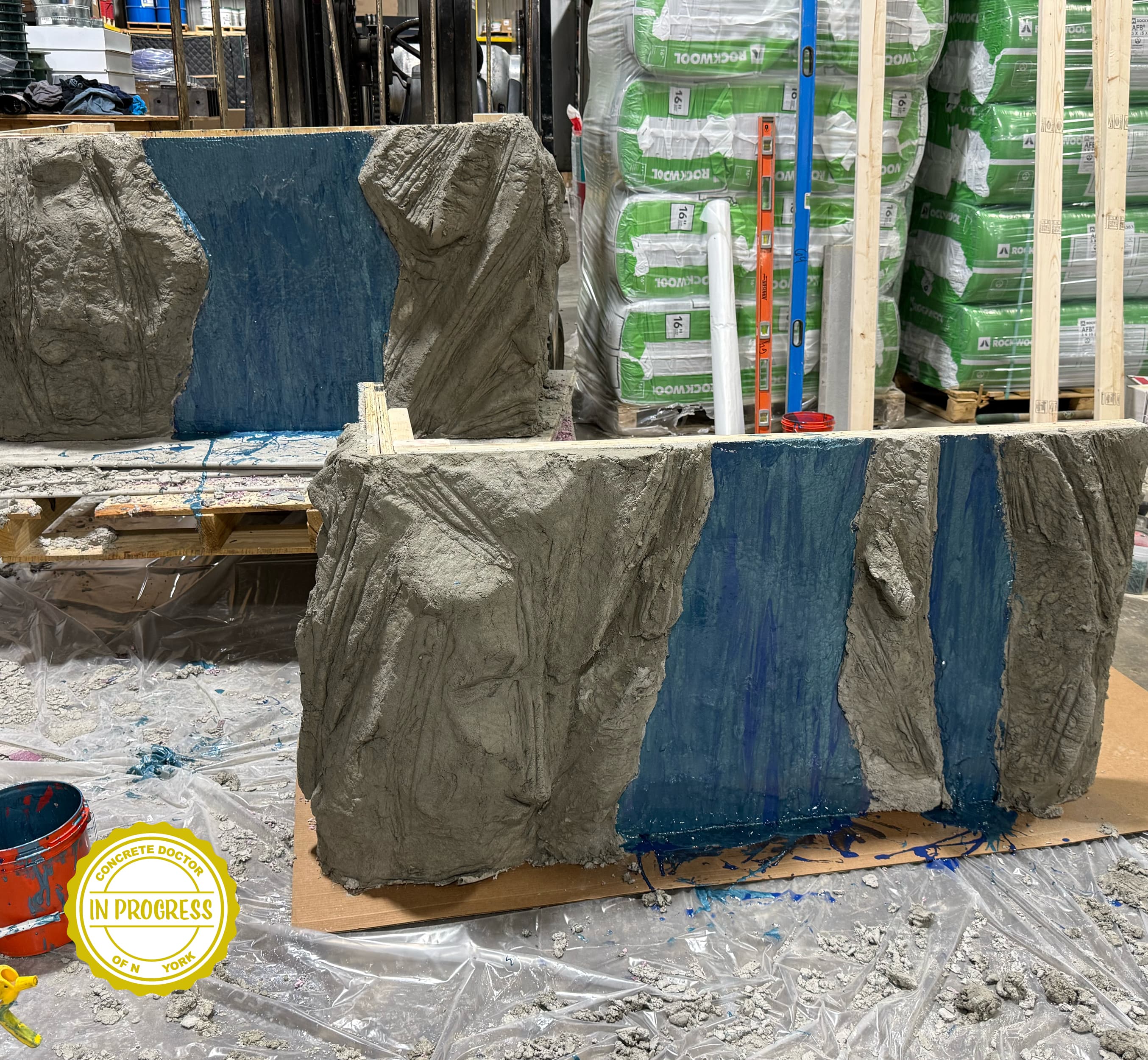Edge waterfall desk built from sculpted concrete and epoxy in Bullville, NY