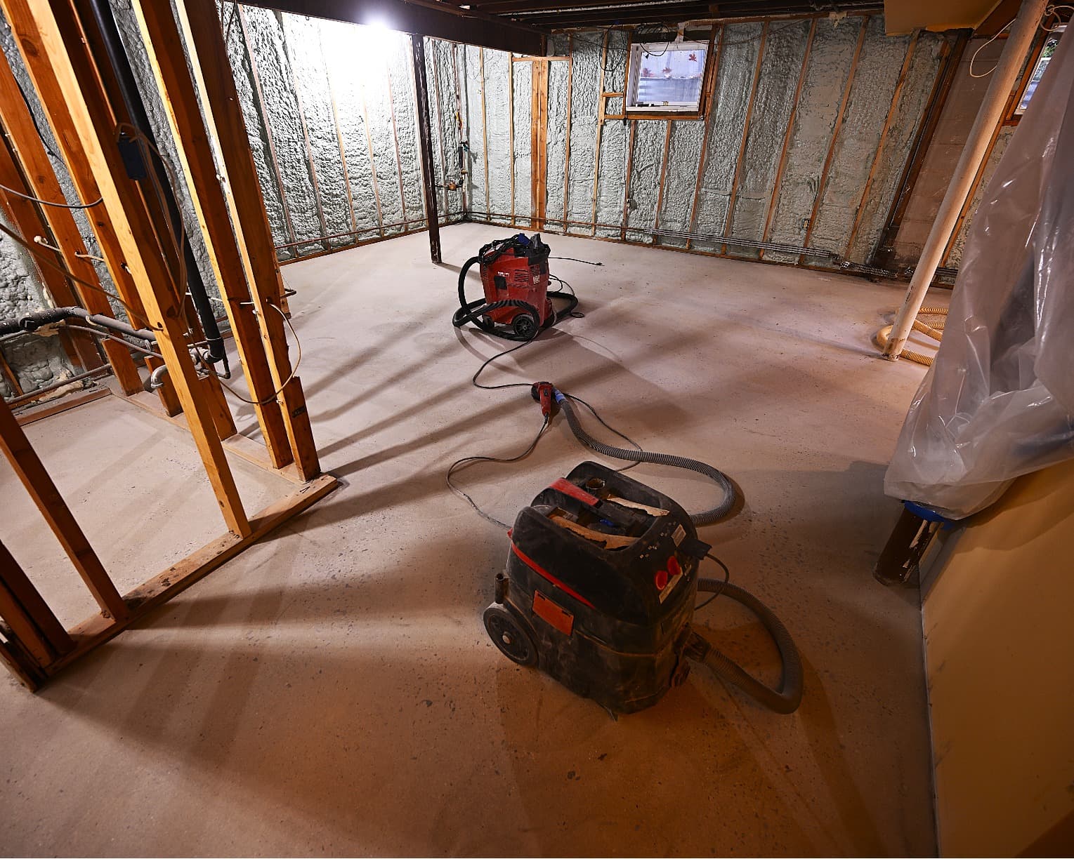 Ground and prepped concrete basement floor before the epoxy overlay in Poughkeepsie, NY