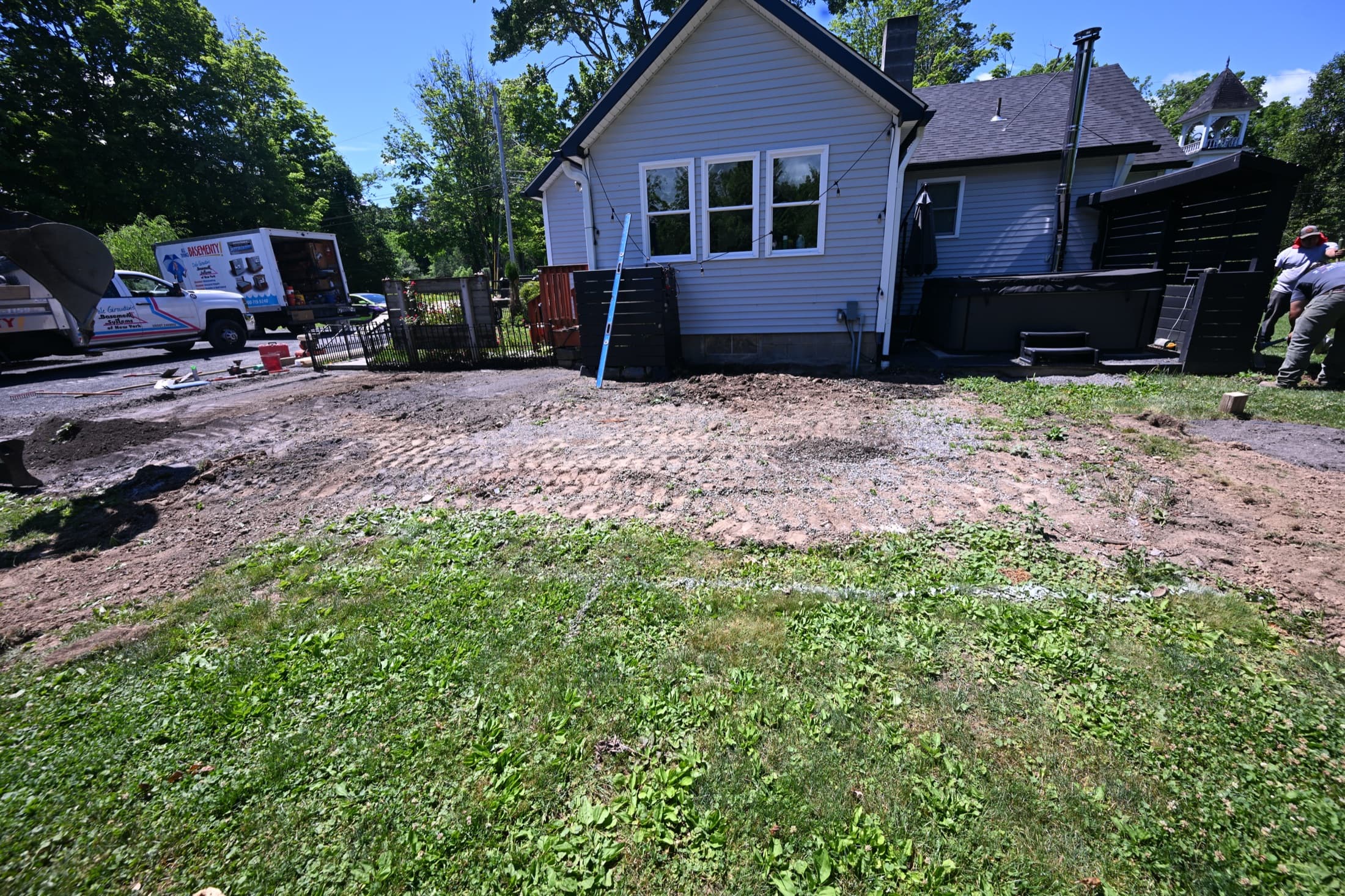 Cleared and graded lot before the custom stamped concrete patio installation in New Paltz, NY