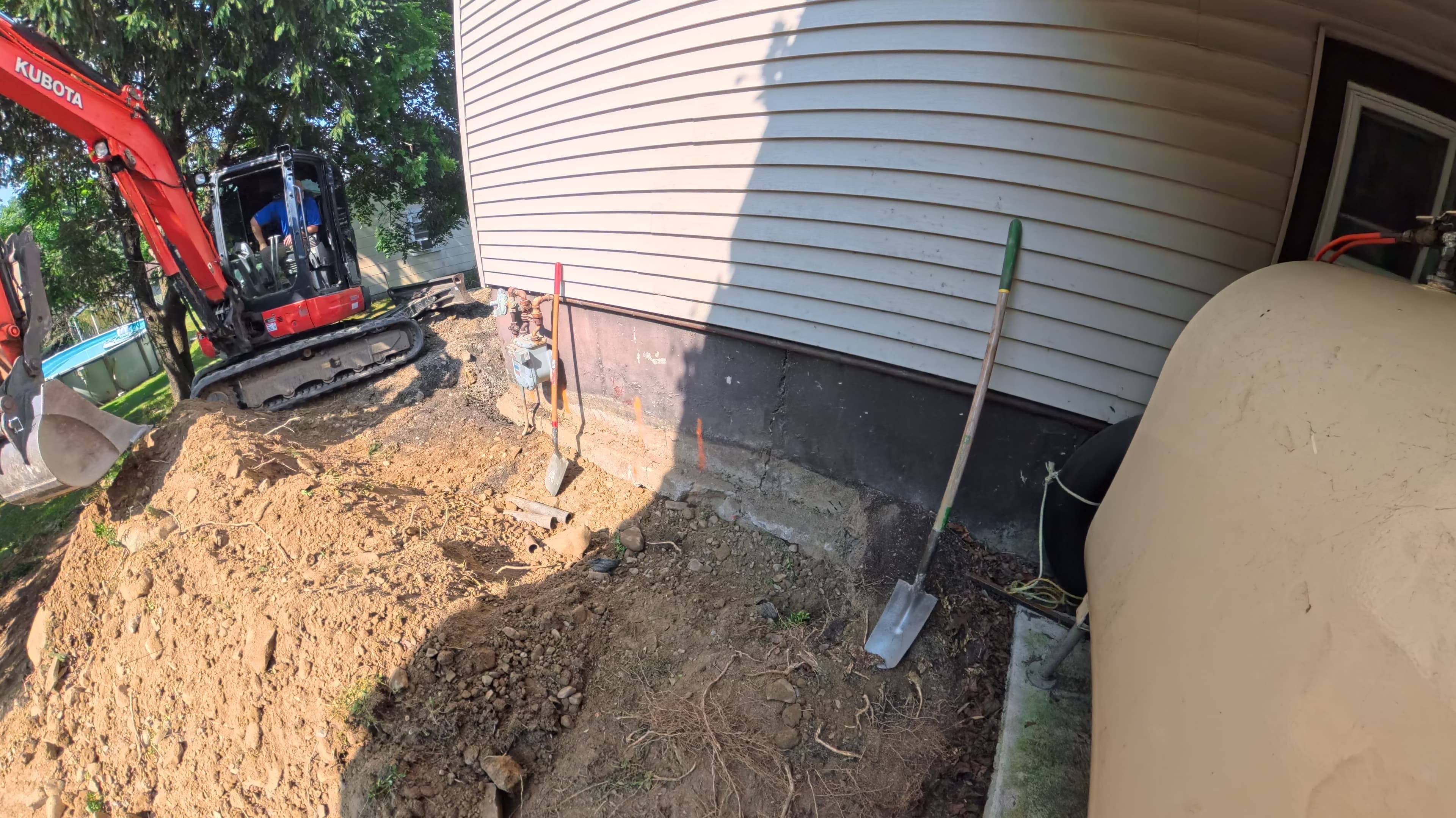 Excavation along the exterior of the garage foundation in Washingtonville, NY