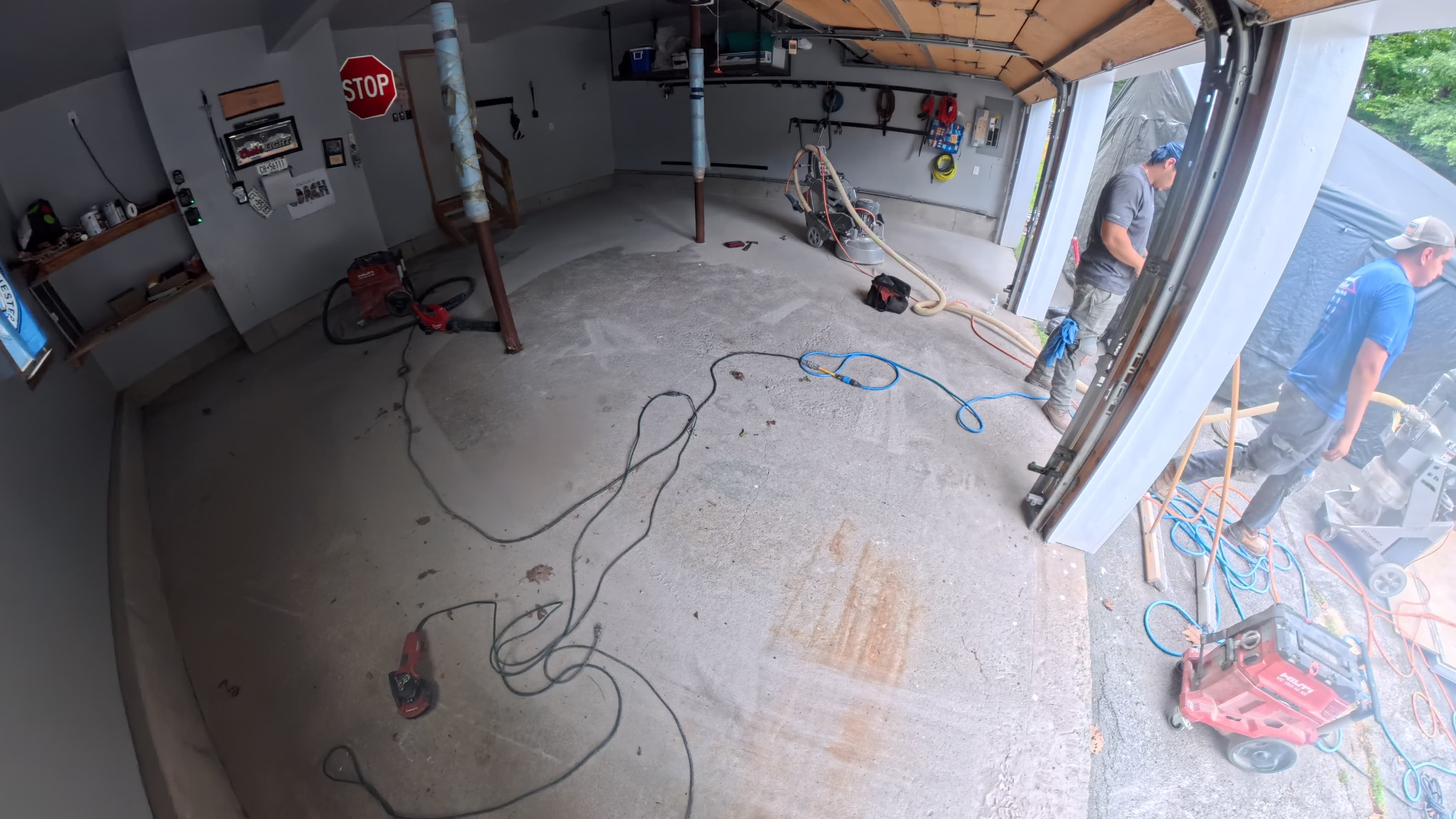 Bare concrete garage floor before epoxy flooring installation in Chester, NY