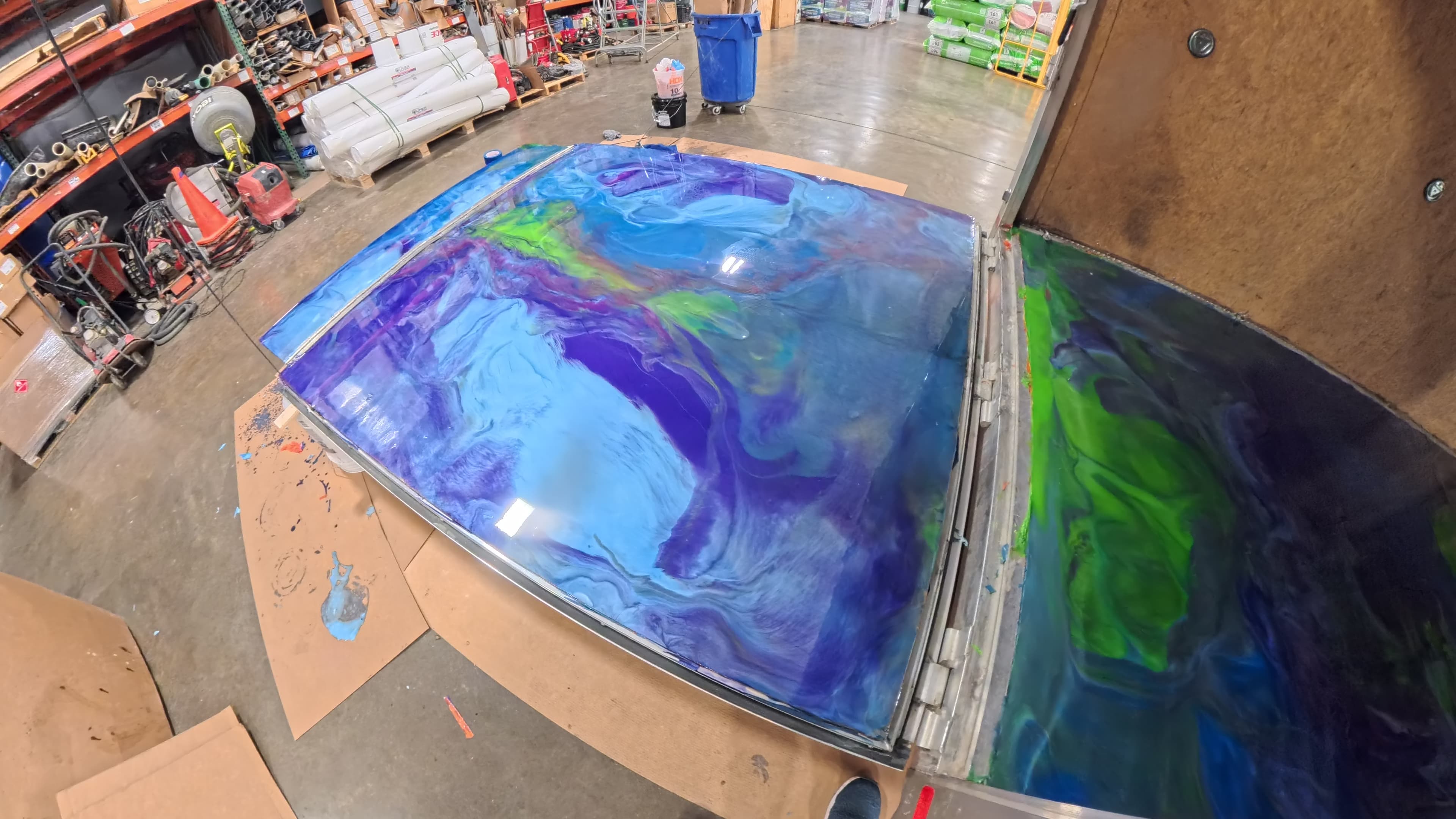Epoxy trailer ramp door and floor with matching custom colors in Bullville, NY